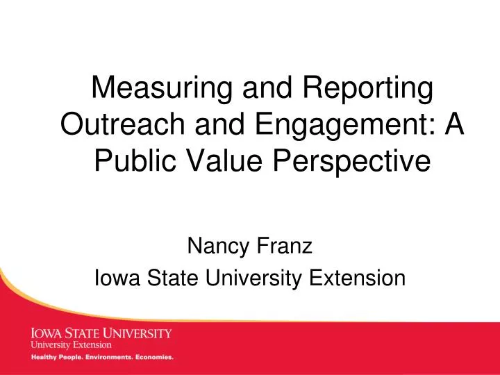 measuring and reporting outreach and engagement a public value perspective