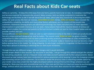 Real Facts about Kids Car seats