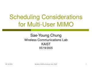 Scheduling Considerations for Multi-User MIMO