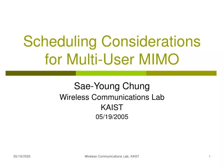 scheduling considerations for multi user mimo