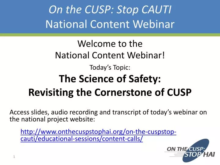 on the cusp stop cauti national content webinar