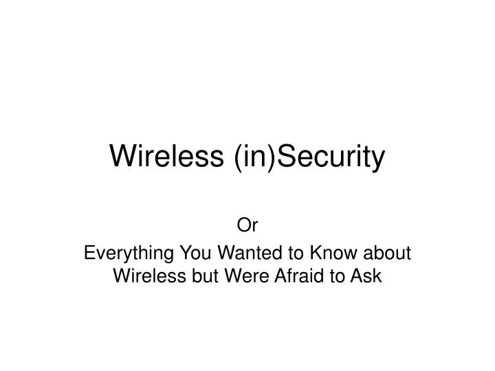 wireless in security