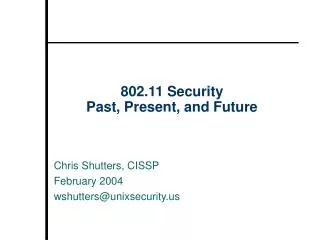 802.11 Security Past, Present, and Future