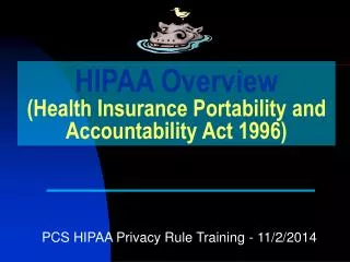 HIPAA Overview (Health Insurance Portability and Accountability Act 1996)