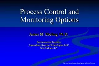 Process Control and Monitoring Options