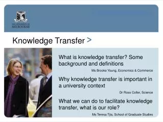 Knowledge Transfer &gt;