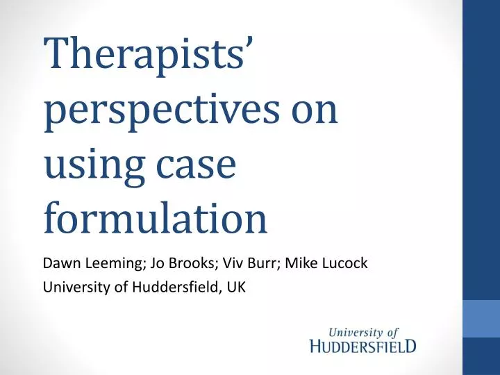 therapists perspectives on using case formulation