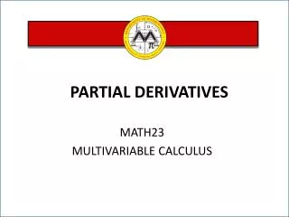 MATH23 MULTIVARIABLE CALCULUS