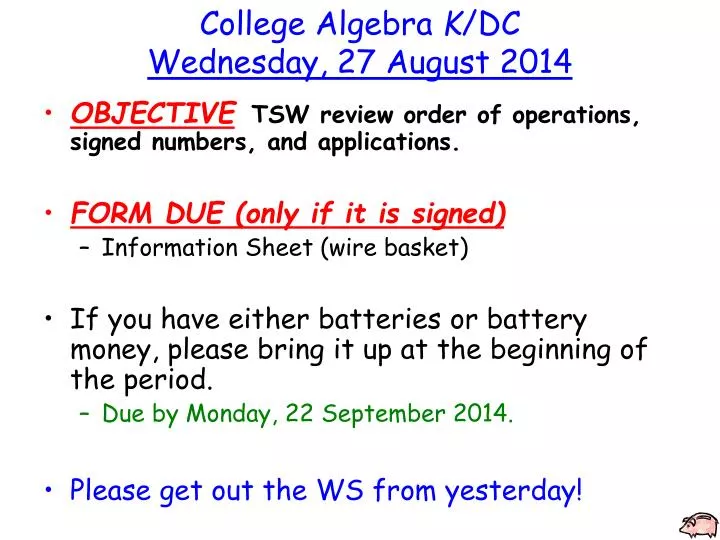 college algebra k dc wednesday 27 august 2014