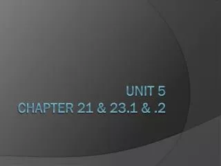 Unit 5 Chapter 21 &amp; 23.1 &amp; .2