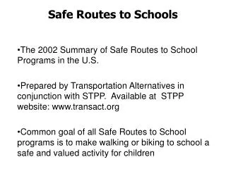 Safe Routes to Schools