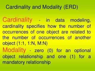 Cardinality and Modality (ERD)