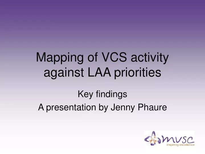 mapping of vcs activity against laa priorities