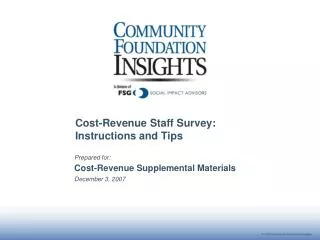 Cost-Revenue Staff Survey: Instructions and Tips