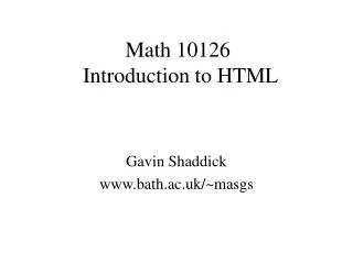 Math 10126 Introduction to HTML