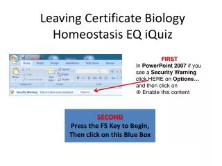 Leaving Certificate Biology Homeostasis EQ iQuiz