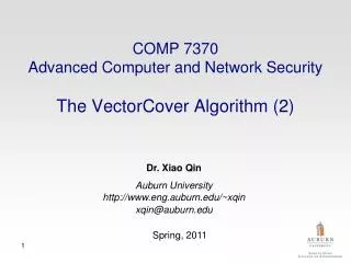 COMP 7370 Advanced Computer and Network Security The VectorCover Algorithm (2)