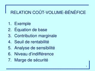 relation co t volume b n fice