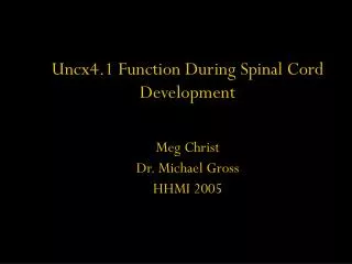 Uncx4.1 Function During Spinal Cord Development