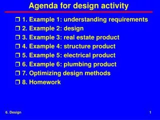 Agenda for design activity