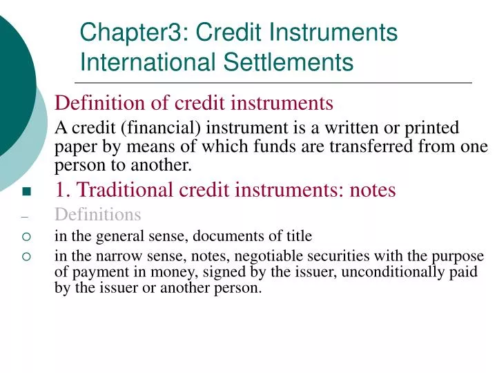 chapter3 credit instruments international settlements