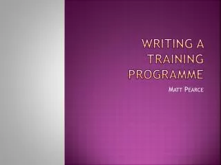 Writing a training programme
