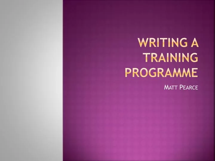 writing a training programme