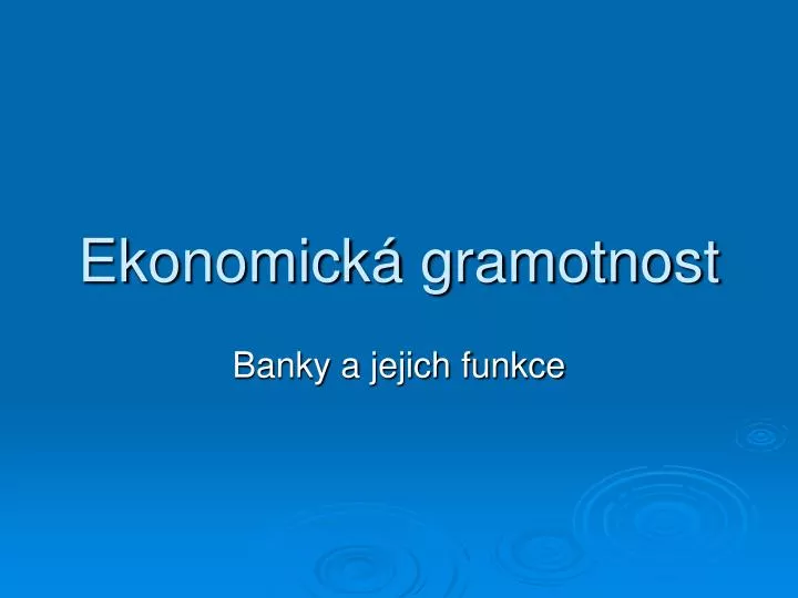 ekonomick gramotnost