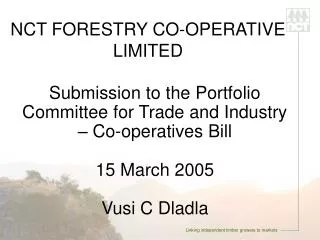 NCT FORESTRY CO-OPERATIVE LIMITED