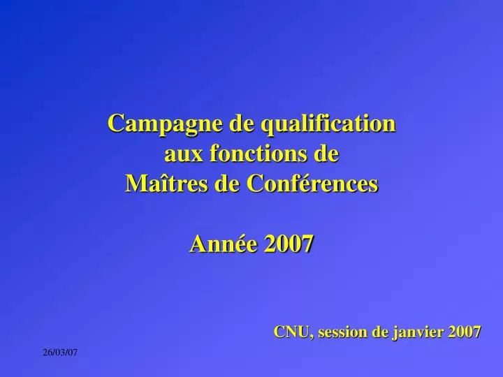 campagne de qualification aux fonctions de ma tres de conf rences ann e 2007