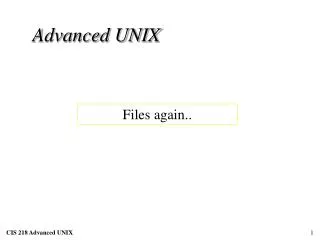 Advanced UNIX