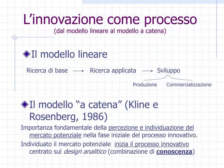 l innovazione come processo dal modello lineare al modello a catena