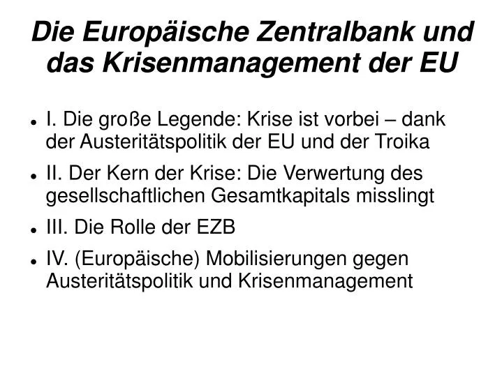 die europ ische zentralbank und das krisenmanagement der eu