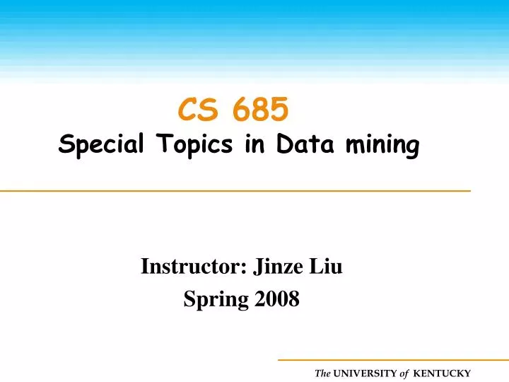 cs 685 special topics in data mining
