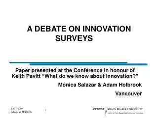 A DEBATE ON INNOVATION SURVEYS