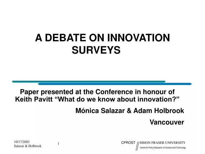 a debate on innovation surveys