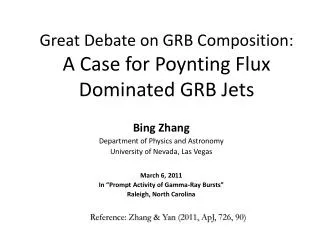 Great Debate on GRB Composition: A Case for Poynting Flux Dominated GRB Jets