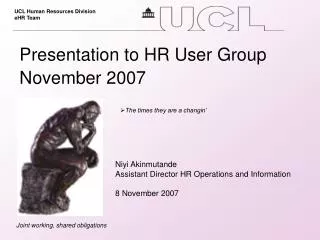 Presentation to HR User Group November 2007