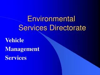 Environmental Services Directorate
