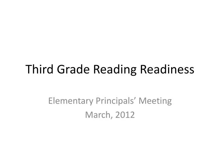 third grade reading readiness