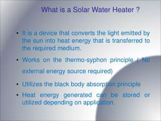 What is a Solar Water Heater ?