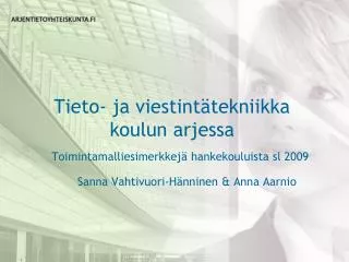 tieto ja viestint tekniikka koulun arjessa