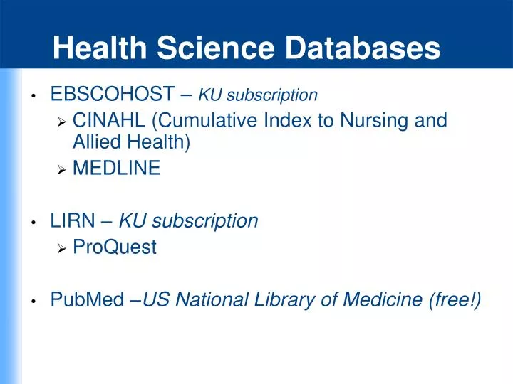 health science databases