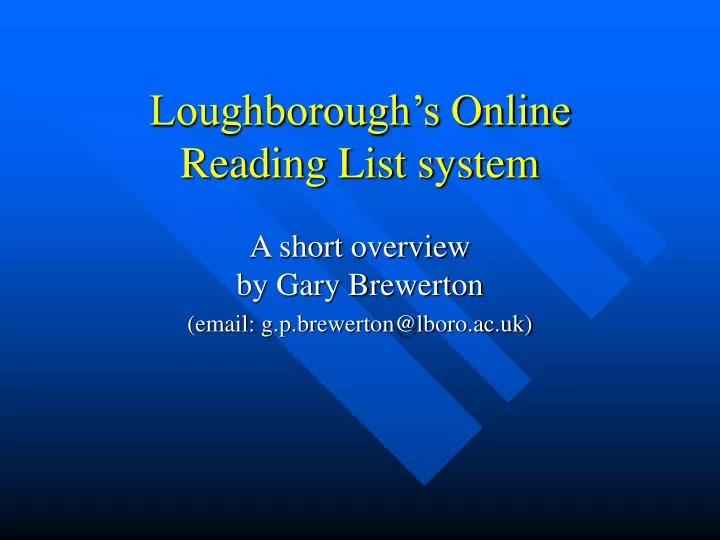 loughborough s online reading list system