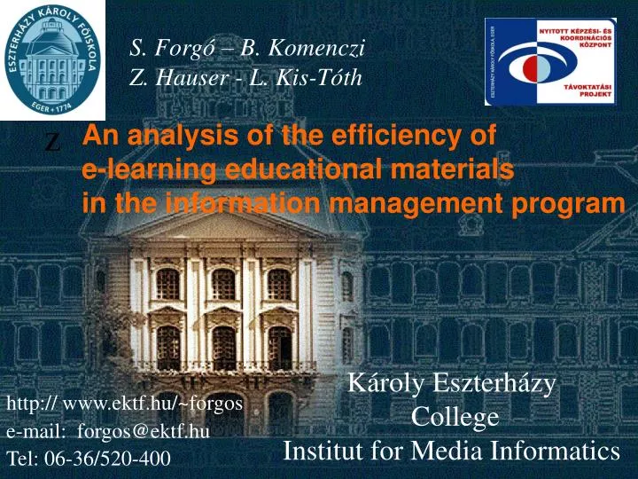 k roly eszterh zy college institut for media informatics