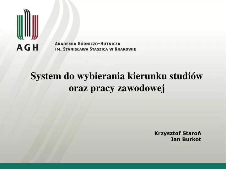 system do wybierania kierunku studi w oraz pracy zawodowej