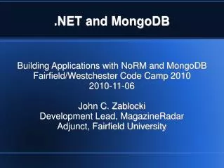 .NET and MongoDB