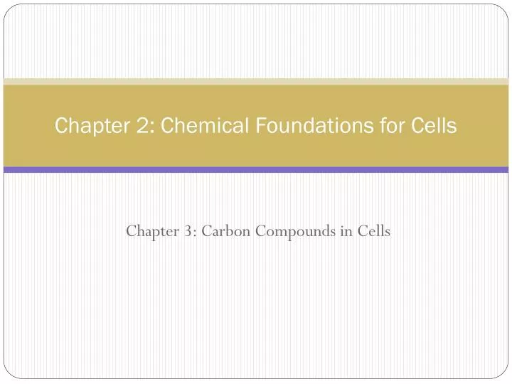 chapter 2 chemical foundations for cells