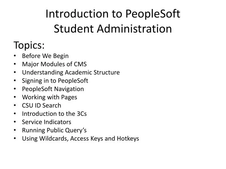 introduction to peoplesoft student administration