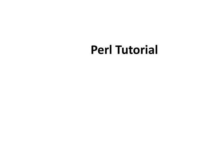 perl tutorial